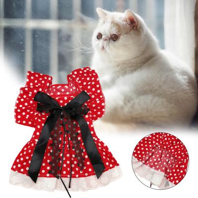 Matrimonio, vacanza, Natale, nuovo vestito, pizzo, anno, cane, punto, stampato, orlo arricciato, fiocco, gonna da principessa per animali domestici, sottile primavera estate