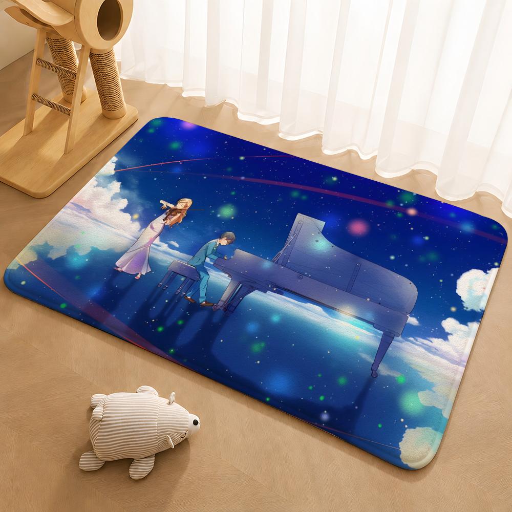 Your Lie In April Floor Mat Floor Mat Soft Flannel Non-Slip Door  Rug for Living Room