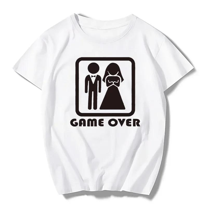 Game Over Bride Groom Single Party Tshirt Fun Tshirt Womens Clothing Short Sleeve Camo Tshirt