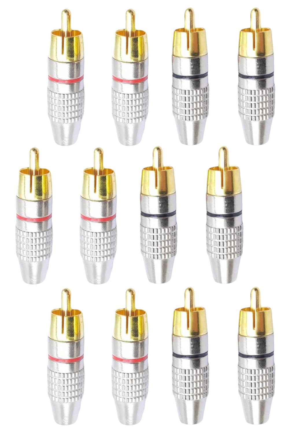 

Shymie RCA RCA Mixer Solderless Male Jack Audio Red Set Gold-Plated Plugs, Terminals, Terminals, Cable, & Black, 12-Piece