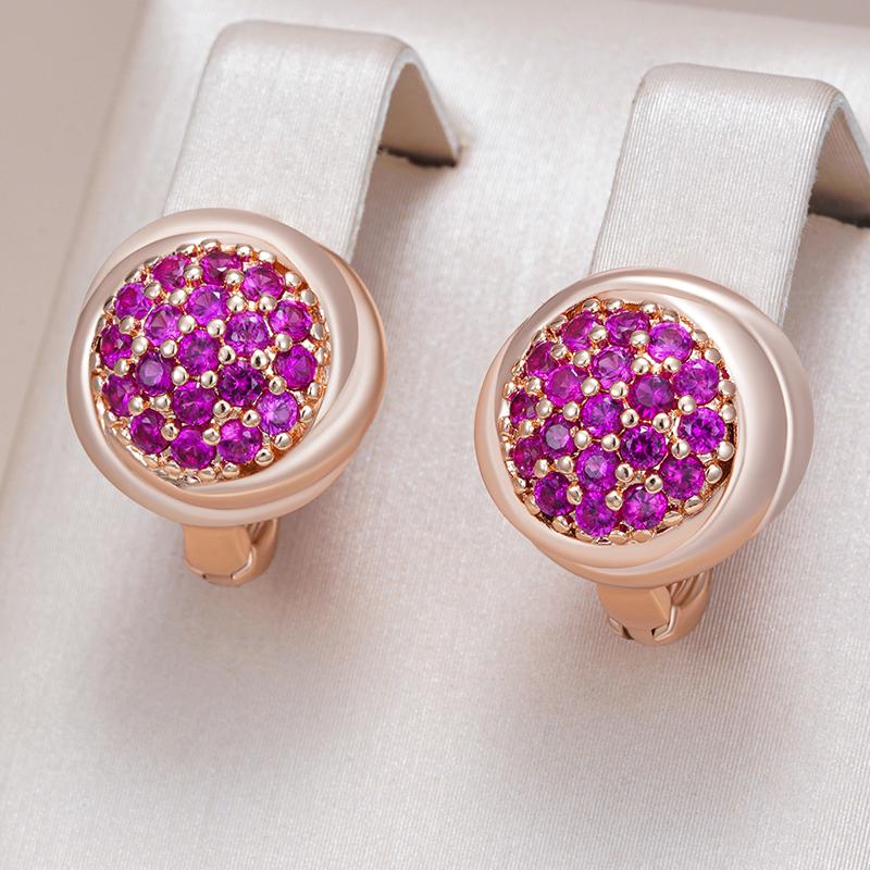 Full Shiny Red Natural Zircon Women Drop Earrings Unique Design Rose Gold Color Bride Wedding Jewelry Best Gift