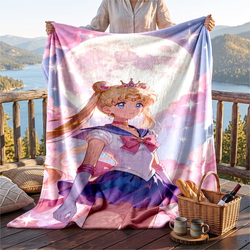 Warm Flannel Throw Blanket,Sailor Moon Lightweight Cozy Blanket For Bed Sofa And Daily Use