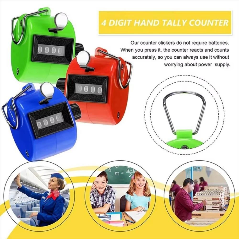 Draagbare handtelmachine met 4 digitale stappen, metalen stappenteller (mini), geen batterijen nodig.