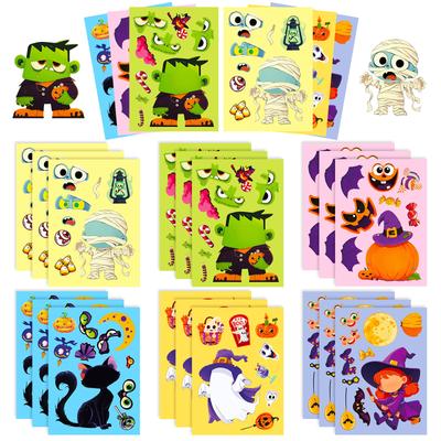 6 Halloween Puzzle Face Changer Stickers Ghost Pumpkin Diy Children'S Educational Toys Graffiti Stickers
