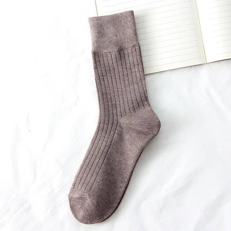 Japanese Korean Fashion High School Girls High Socks Solid Color White Khaki Beige Loose Socks Cotton Knitting Women Long Socks