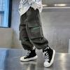 Spring Autumn  Boys' Cargo Pants Casual Long Style Trousers Kids Joggers Children Sport Outdoor Pants