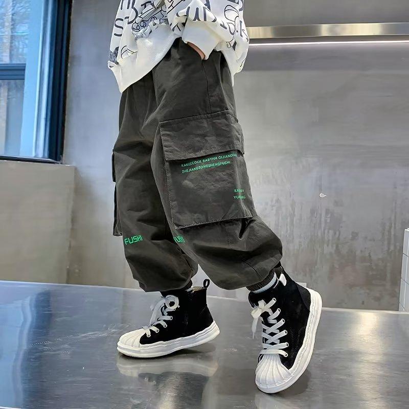 Spring Autumn Boys' Cargo Pants Casual Long Style Trousers Kids Joggers Children Sport Outdoor Pants