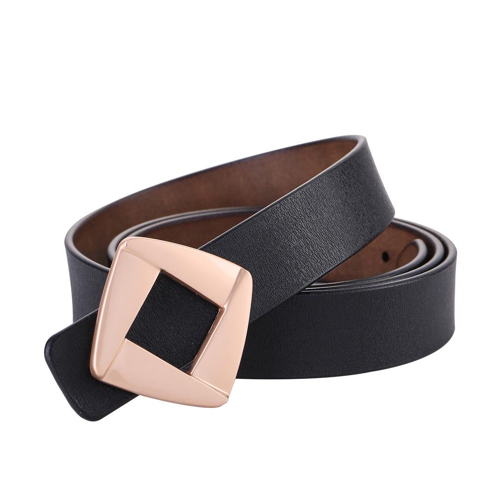Genuine Leather Womens Retro Gold Buckle Belt With Hollow Design For Casual Fashion