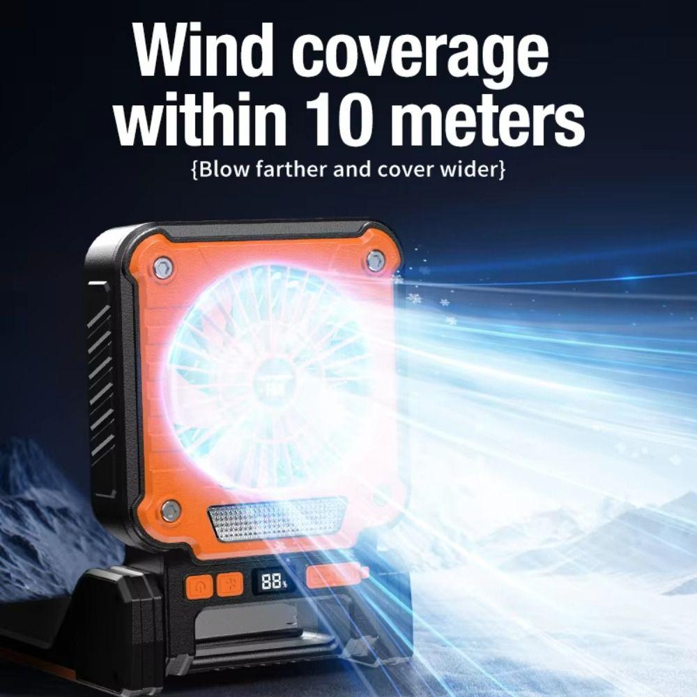 Green/Orange Camping Fan Folding Design Solar Powered LED Camping Light USB Charging LED Lights Solar Electric Fan Car Camping