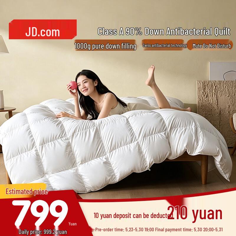 JD Zens Antibacterial 90% White Duck Down Winter Quilt 200x230cm