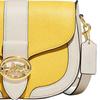 Coach Georgie 21 Color Block Flap  Logo Buckle Pebble Leather And Smooth Leather Bag Women Shoulder Bag Yellow White C8296-IMTV3