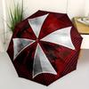 1 Stück Resident Evil Umbrella Corporation Automatisches Öffnen/Schließen, 8-Rippen Eisenrahmen, Kompakter Faltregenschirm Ganzjahres-Tragbarer Regenschirm für Reisen, Pendeln