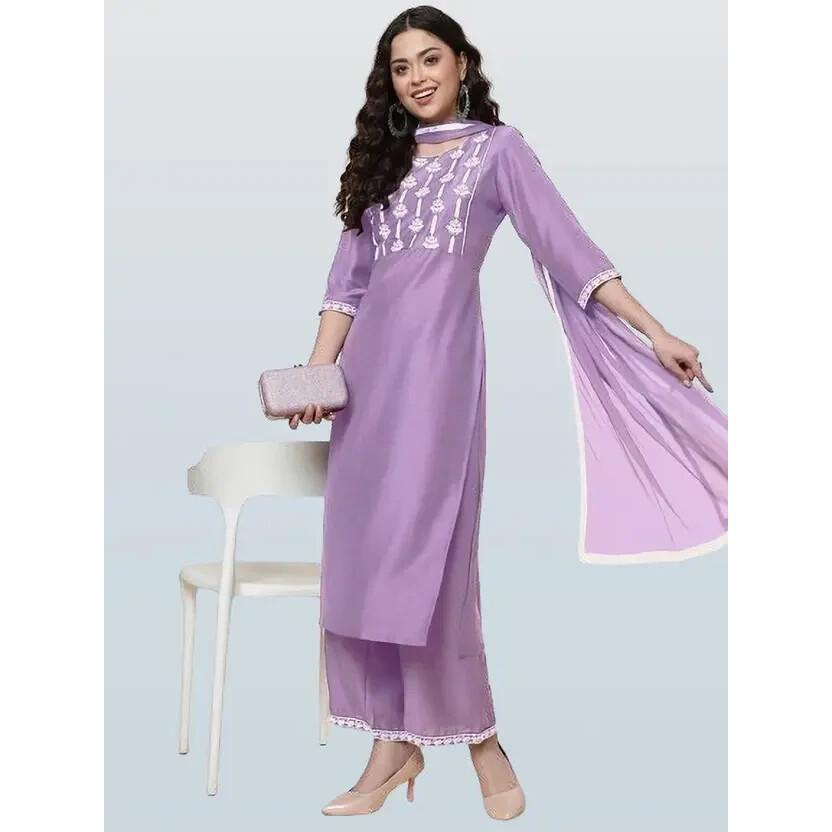 Party Wear Top Tunic Embellished Kurta, Trouser/Pant & Dupatta Set Kurti Dress 2363
