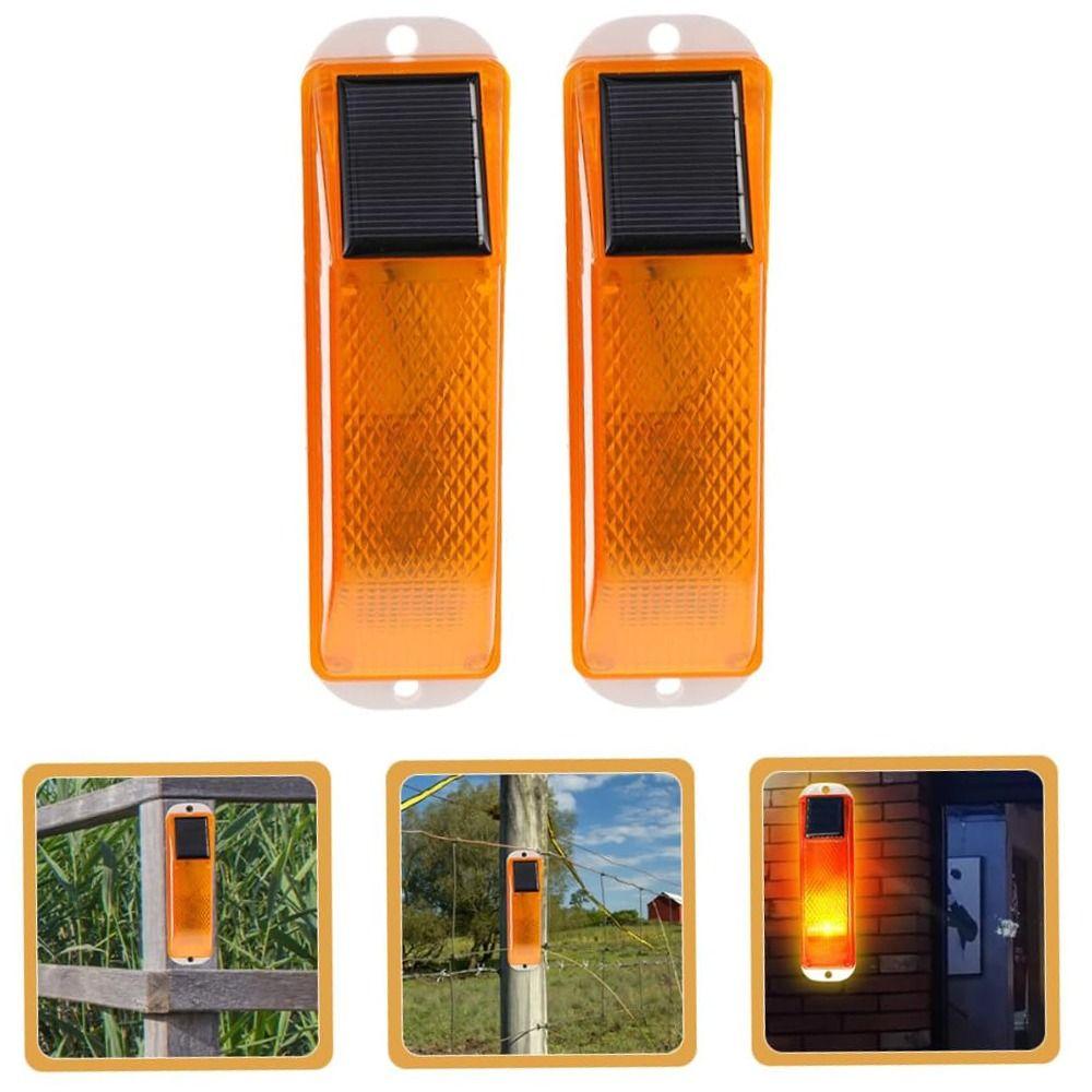 2pcs Rechargeable Warning LED Lamp Solar Powered Construction Obstacle Light  Auto Accessories