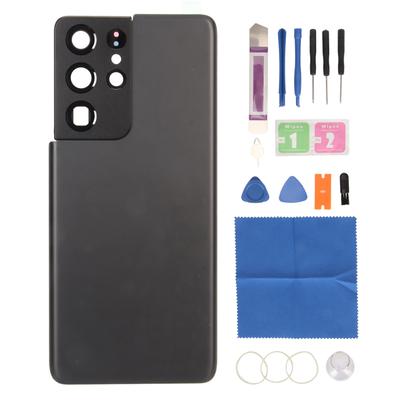 Back Cover Glass Replacement Phone Rear Glass Door with Pre Installed Camera Frame Tape for Galaxy S21 Ultra 5G