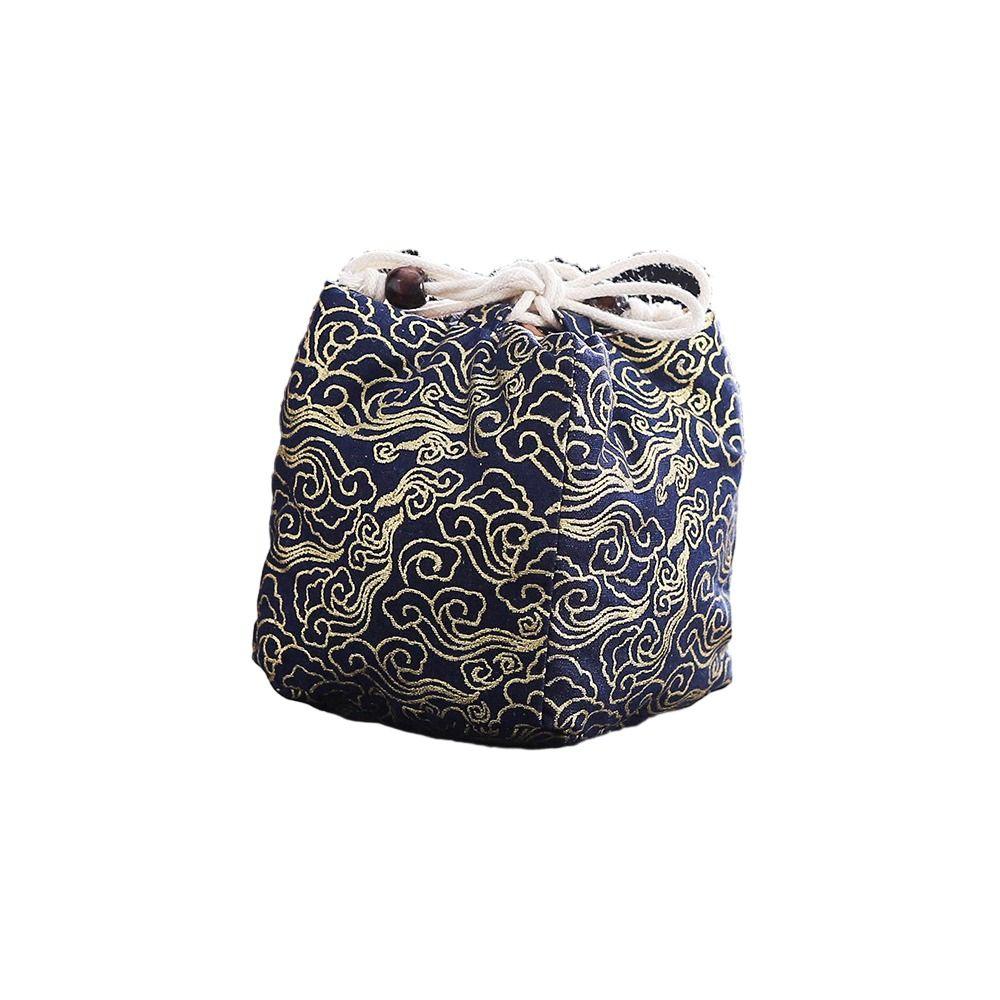 Canvas Chinese Style Handbag Cloud Square Flower Wrist Bag Elegant Tea Set Storage Bag  Streetwear