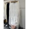 [Original fabric] Korean high-waisted and thin embroidery hollow medium and long skirt women's A-shaped skirt versatile skirt