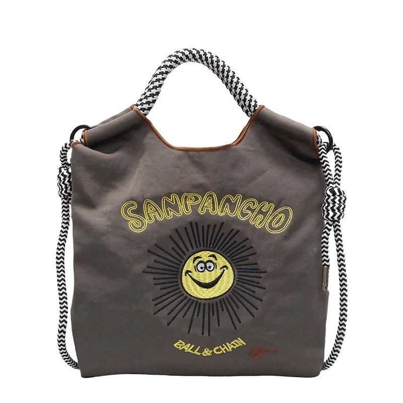 

Новая экологичная сумка для покупок, вышитая нейлоновая сумка, сумка-тоут с подсолнухом, мини-сумка через плечо, сумка-мессенджер для женщин серый