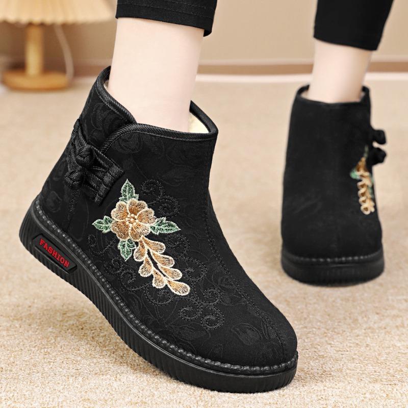 Cotton shoes women's new long boots high-top embroidered snow boots piled thickened women's boots warm and cold-proof cotton boots