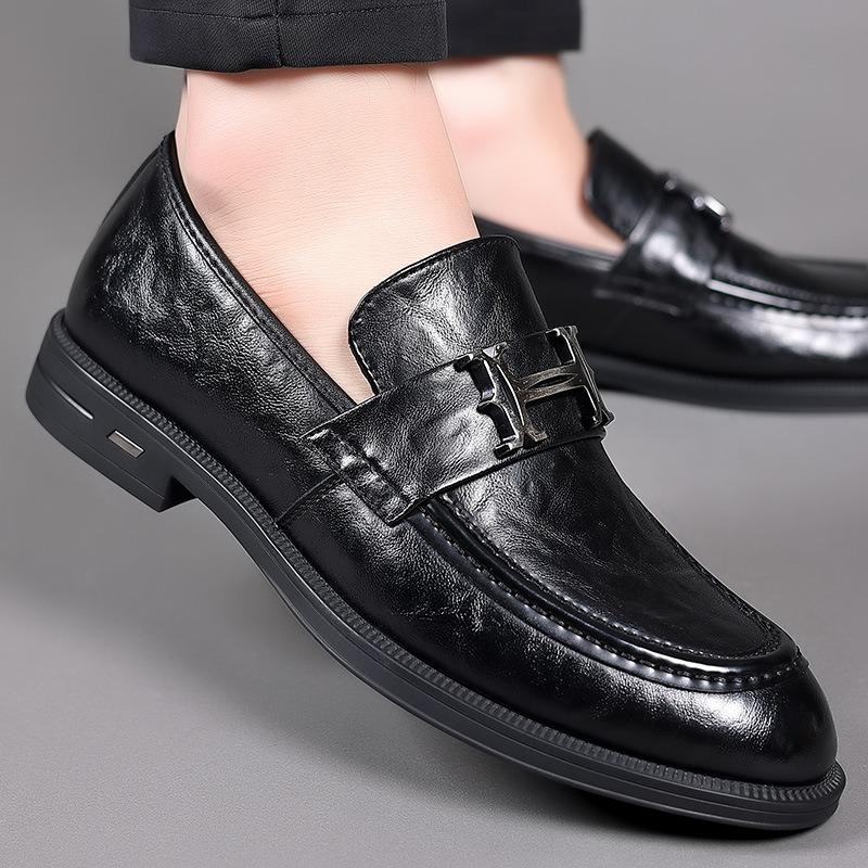Spring new men's casual leather shoes genuine leather cowhide business dress men's foot cover non-slip men's shoes single shoes shoes