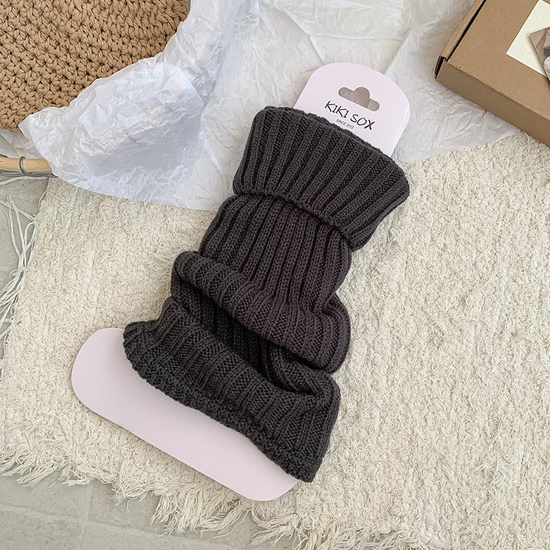 

Female Autumn and Winter Thickened Warm Show Thin Flanging Knitted Long Tube Pile Socks 1 pair темно-сірий