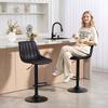 Set of 2 Bar Stools In Retro Design, Incl. Footrest, Height-Adjustable, Gas Lift, Black