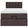 Ottoman Bed with Mattress Dark Brown 90 x 190 cm Fabric