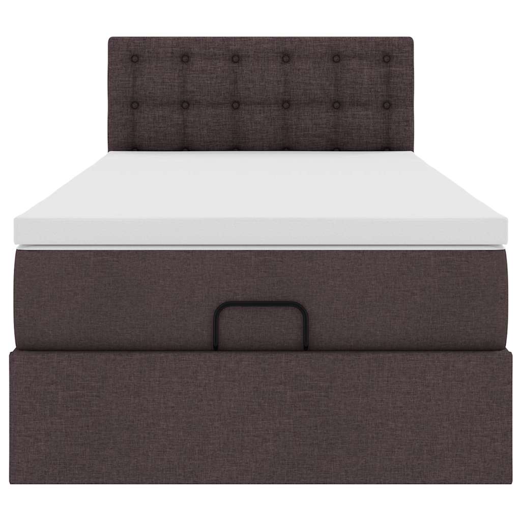 Ottoman Bed with Mattress Dark Brown 90 x 190 cm Fabric