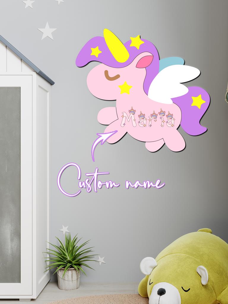 Custom Unicorn Wooden Name Sign Personalized 3D Letter Plaque Pastel Girls Bedroom Wall Decor Baby Shower Newborn Cute Nursery