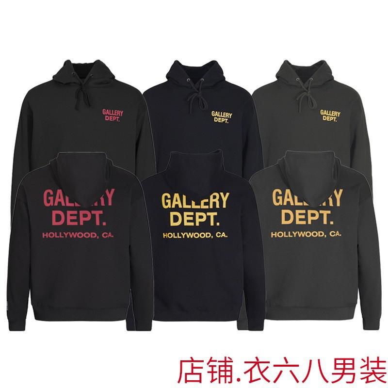 GALLERY DEPT Hoodie Men Women Oversized Cotton Fleece Pullover Sweatshirt Streetwear Loose Fit Long Sleeve