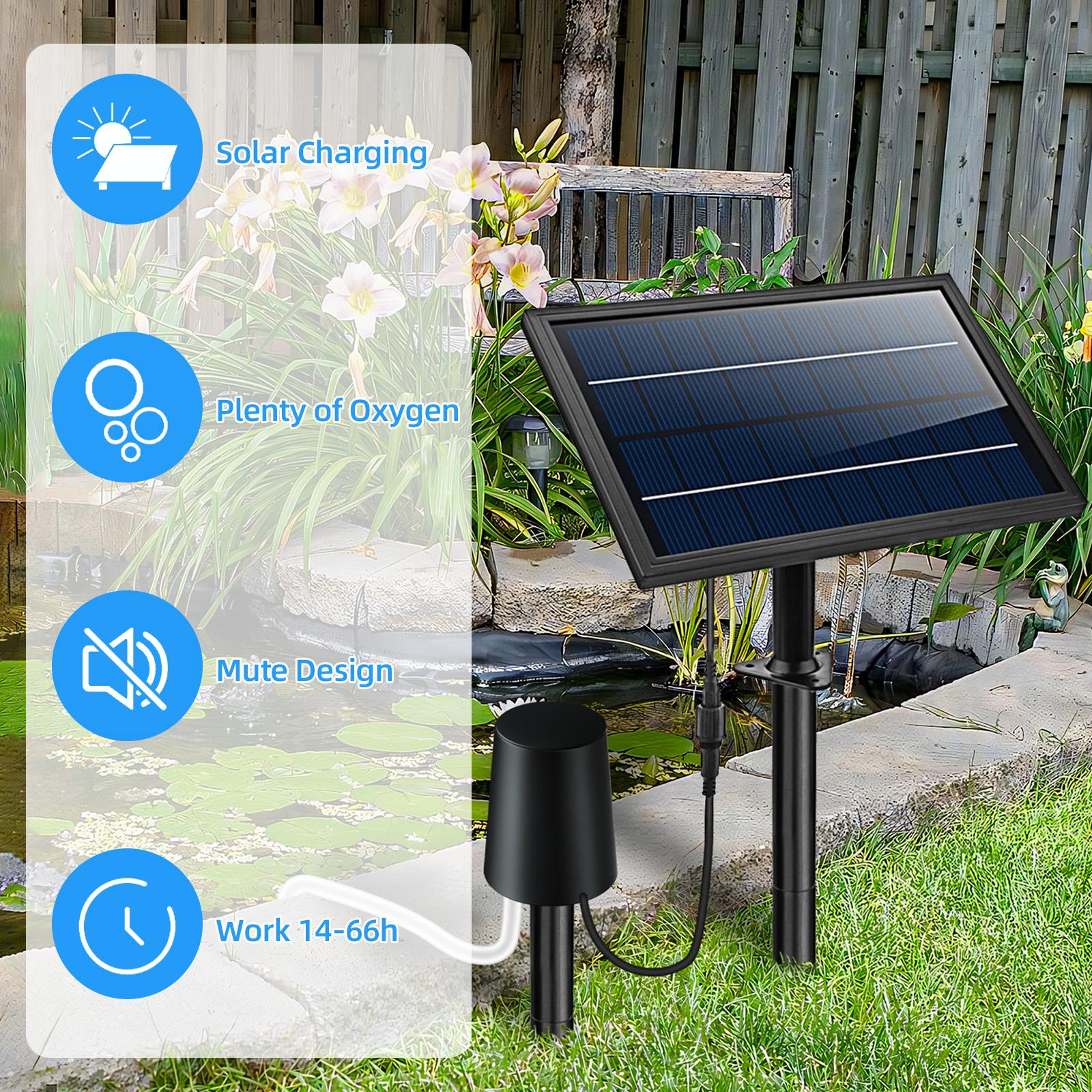 Pompa Aria Ad Energia Solare Per Laghetto O Acquario - Con Batteria E Pietra Porosa | Esterna - Foto 7