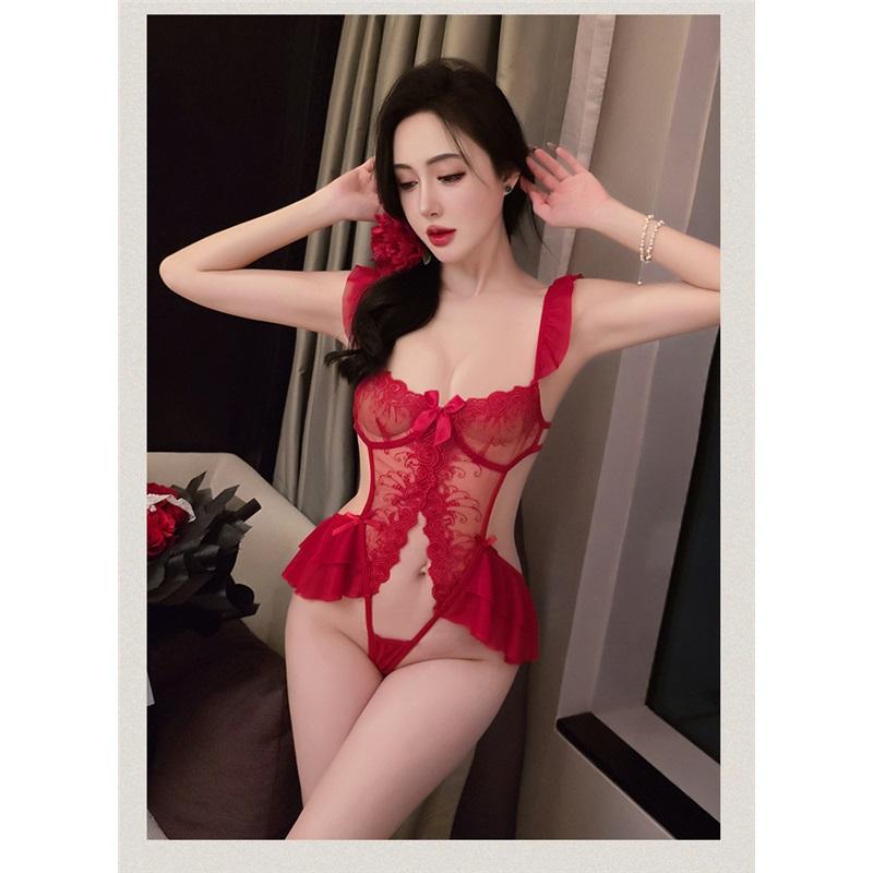 New Fun Lingerie Sexy Lace Alluring Bodysuit Women's Open Range Small Chest Uniform Alluring Sleepwear