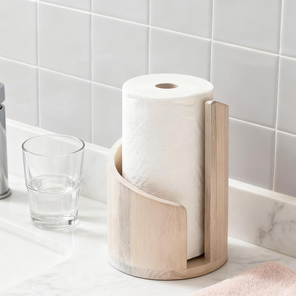 Dřevěný držák na papírové utěrky na stůl Držák na role papíru Organizér s protiskluzovou základnou Dávkovač ubrousků pro koupelnu Kuchyňský stůl