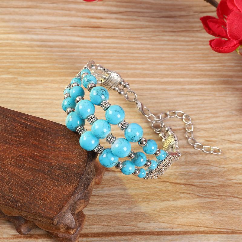 Original Handmade Bead Tibetan Silver Bracelet Bohemian Bracelet Retro Personality Miao Bracelet Bracelet Women