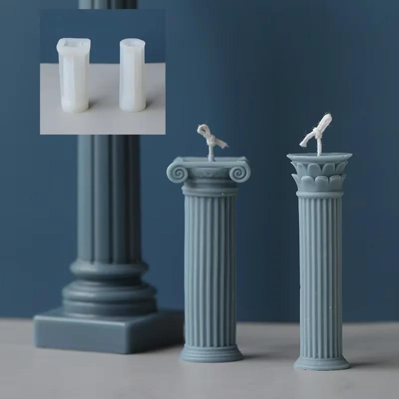 Home DecorDIY Gypsum Ornament Mould New European Roman Pillar Mold Aromatherapy Candle Mold Kitchen Baking Chocolate Molds Retro