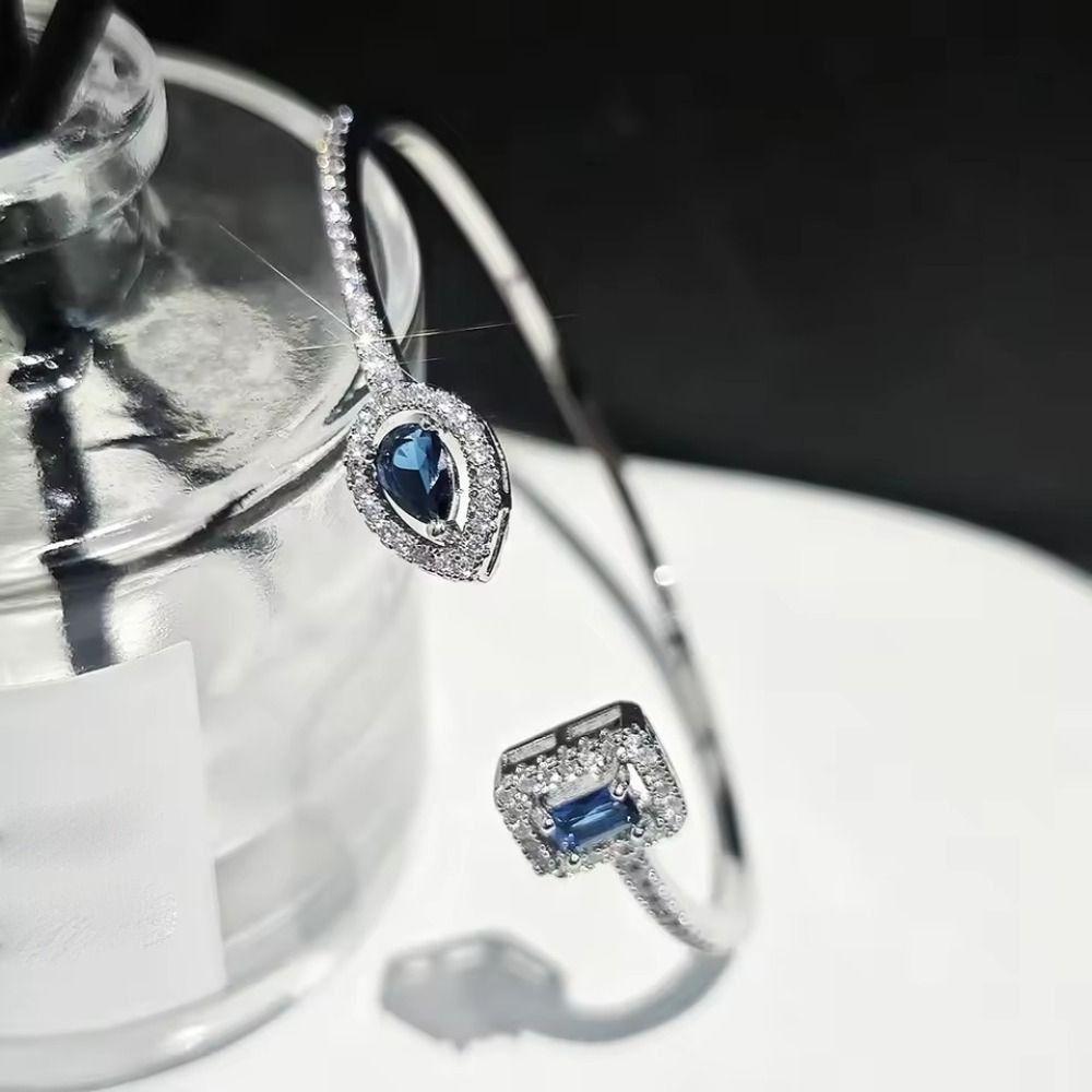 Waterproof Cubic Zirconia Cuff Bracelet Handmade Adjustable Open Bangle  Female Lady Girl