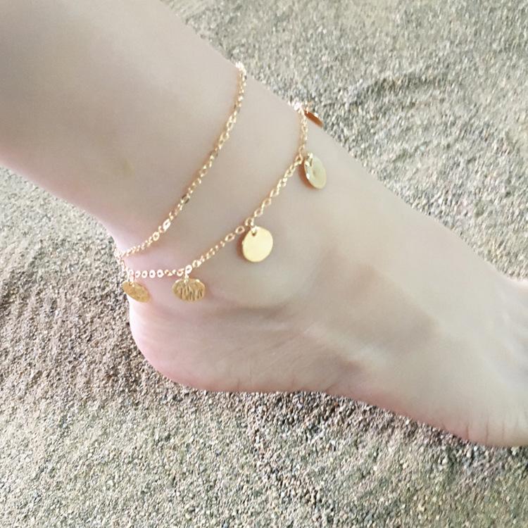 eBay wish new disc sequins tassel summer beach anklet women