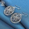 925 Sterling Silver Round Star Pendant Earring Jewelry