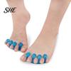 Soft Toe Stretcher 1 Pair Separator for Overlapping Toes, 3-Hole Blue Gel Bunion Corrector, Elastic SEBS Foot Spacer Hallux Valgus, Straightener Women