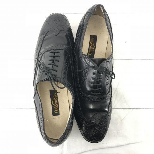 Oakwoods Leather Full Brogue Wingtip Shoes [9.5D/27.0/Black] Vintage(USED)