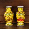 1PCS Ceramic Vase with Enamel Color Yellow and Red Flower Arrangement Altar Vase with Feng Shui Ornaments