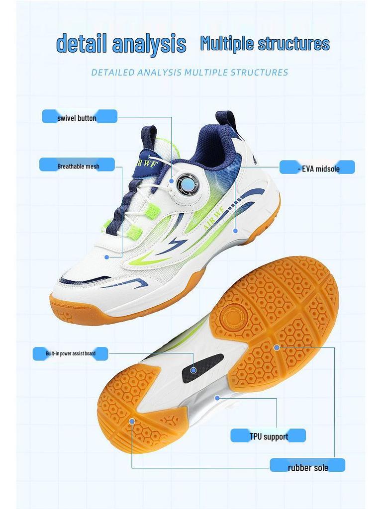 Youth Lightweight Non-Slip Badminton & Table Tennis Shoes for Boys & Girls