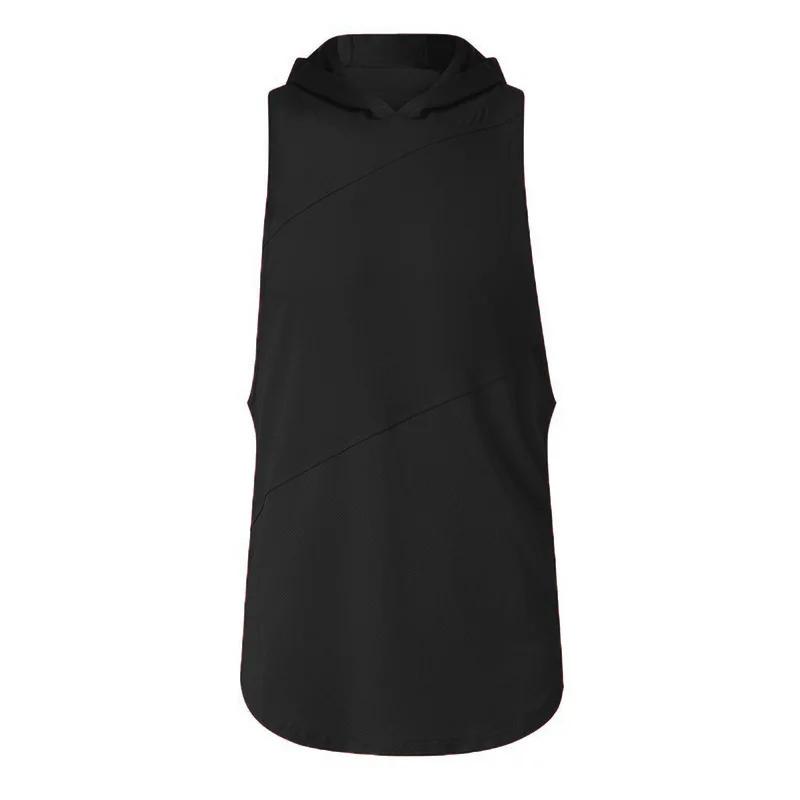 Muscleguys Running Hooded Vests Summer Mens Gym Clothing Cotton Patchwork Mesh Fitness Sleeveless Shirt Bodybuilding Stringer Tank Tops