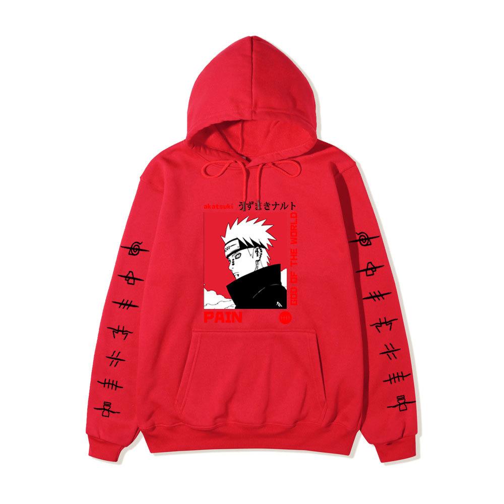 Harajuku Style GOD OF THE WORLD Akatsuki Anime Print Hoodie Men Women Loose Long Sleeve Hooded Pullover Casual Street Fashion Sweatshirt