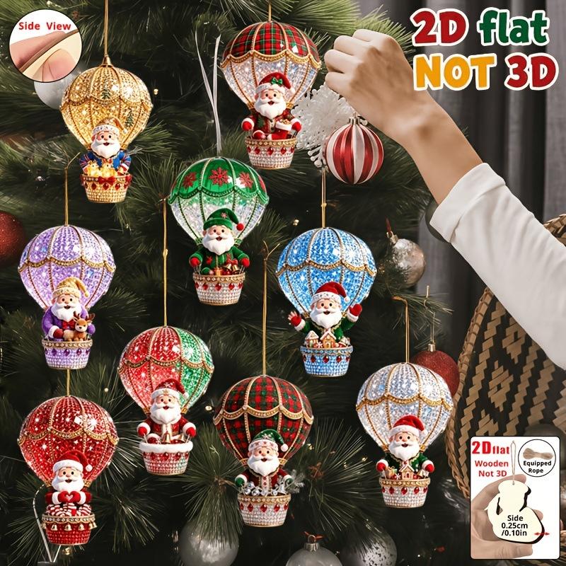 9 Stück Weihnachtsmann Fallschirm Serie Handgefertigte Holz Hängende Ornamente Perfekte Feiertagsgeschenk Dekoration Für Haus Garten