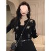 Women's Black Sequin Knit Cardigan - Stylish New Design for Spring & Autumn