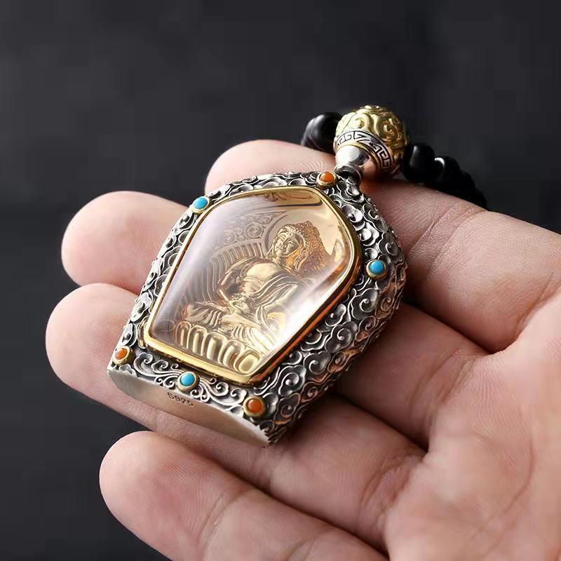 Colier Amuletă Buddha Zodiacal Placat cu Cupru Misty Rain pentru Bărbați și Femei