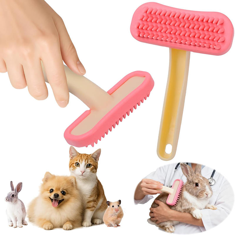 Soft Silicone Pet Grooming Brush - Small Pet Bath Skin-Friendly Massage Comb for Dog Cat Rabbit