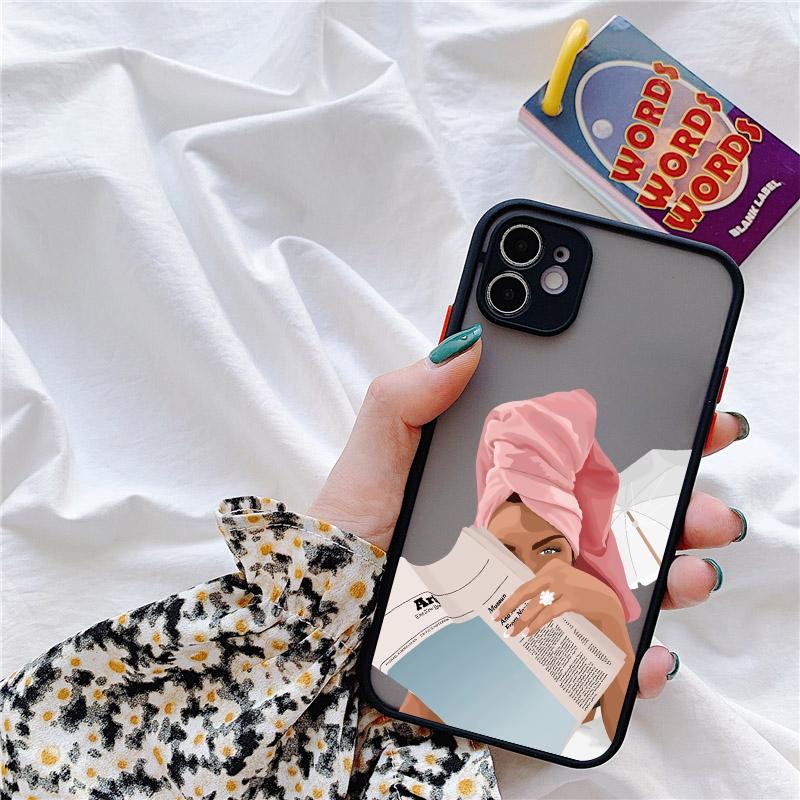 

Pretty girl Phone Case For iPhone 11 12 13 14 15 Pro Max Mini X XR XS 8 7 Plus SE 2020 Luxury Drawn Girl Back Covers Fundas iphone 13