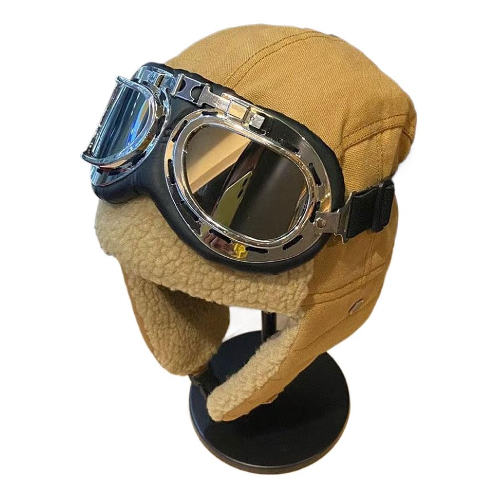

Winter Aviator Pilot Hat Thermal Insulated Ear Flap Windproof Goggle Design for Cycling Outdoor Men Women Cold Weather
